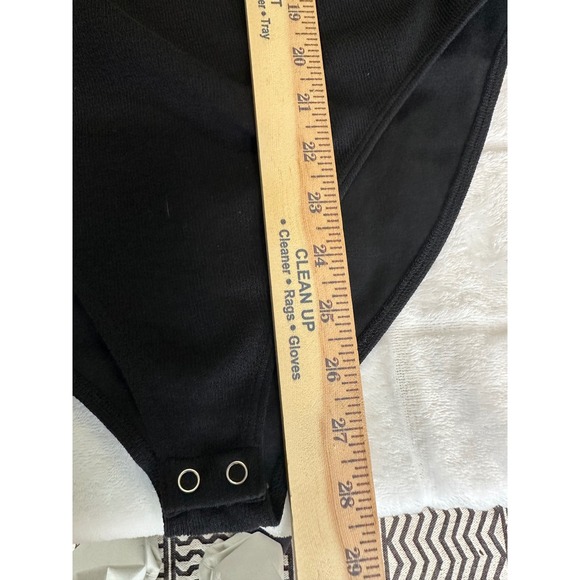 Good American Black Long Sleeve‎ Bodysuit Snap Henley Neckline XL - Picture 6 of 6